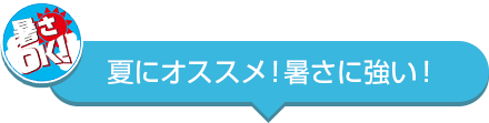 暑さOKロゴと夏におススメ！暑さに強い！