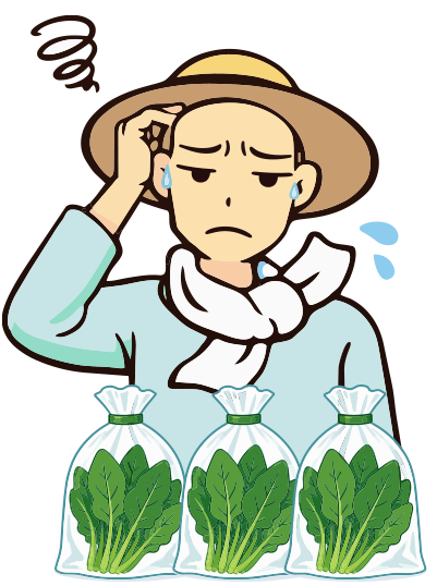 困った表情の生産者のイラスト